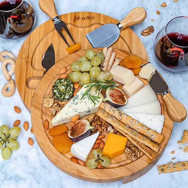 Elegant Bamboo Cheese Board (Include Cheese Knives)